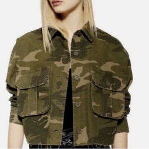 Topshop Cropped Army Camo Jacket
